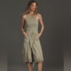 Daily Practice by Anthropologie - Twofer Cargo Midi Dress- Color Moss - Size XS